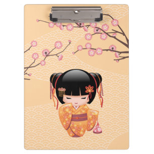 Porte-bloc Poupée Ume Kokeshi - Japonaise Pêche Geisha Girl