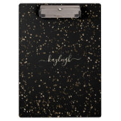 Porte-bloc Poussière Parties scintillant or sur noir (Devant)