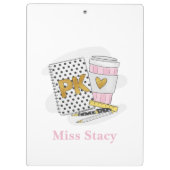 Porte-bloc Pré K Enseignant Personnalisé Carnet blanc Café (Dos)