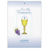 Porte-bloc Première communion de garçon, Chalice avec hôte et (Dos)