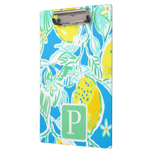 Porte-bloc Préppy Blue Lemon Motif initial (Gauche)