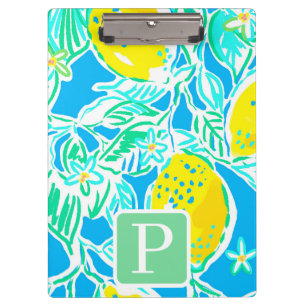 Porte-bloc Préppy Blue Lemon Motif initial