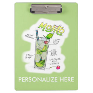 PORTE-BLOC PRESSE-PAPIER - RECETTE MOJITO COCKTAIL ART