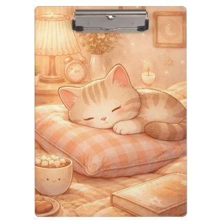 Porte-bloc Presse-papiers Chat Mignon Endormi Coquet