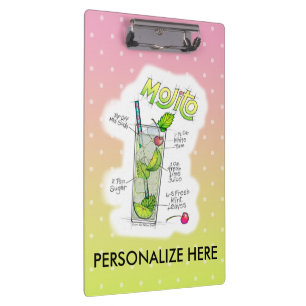 PORTE-BLOC PRESSE-PAPIERS - RECETTE MOJITO COCKTAIL ART