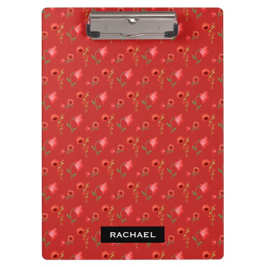 Porte-bloc Pretty Red Poppies Pattern Personalised (Devant)