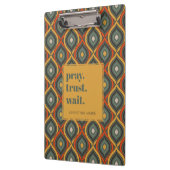 Porte-bloc Prière Confiance Attendre Rétro Ikat Vert Or (Gauche)