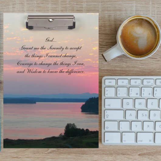 Porte-bloc Prière Serenity Coucher de soleil sur la mer rose