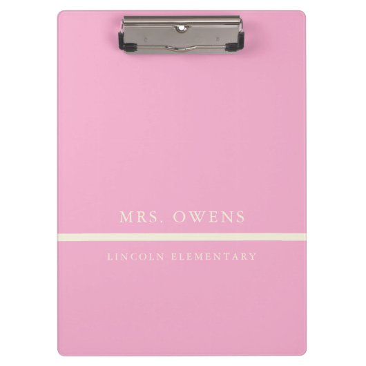 Porte-bloc Professeur Simple Professionnel Blush Pink (Devant)
