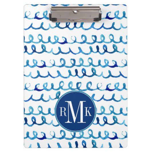 Porte-bloc Profil onduleux d'aquarelle bleue peinte à la main (Devant)