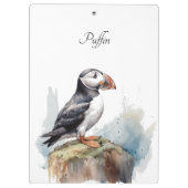 Porte-bloc Puffin sur une aquarelle rocheuse, personnalisé (Dos)