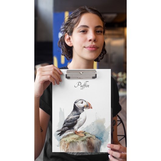 Porte-bloc Puffin sur une aquarelle rocheuse, personnalisé
