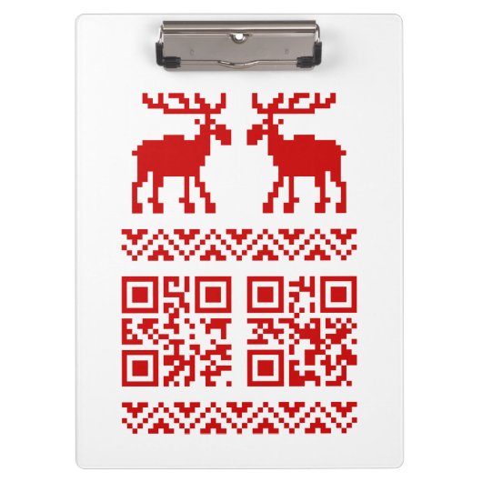 Porte-bloc Pugilant pull de Noël QR Code Bonne Année ! (Devant)