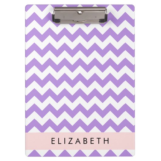 Porte-bloc Purple Zigzag, Purple Chevron, Votre Nom (Devant)