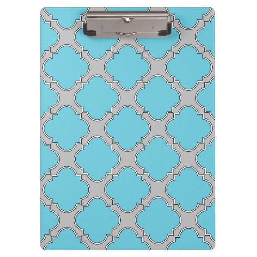 Porte-bloc Quatrefoil bleu et gris (Devant)