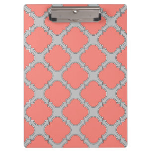 Porte-bloc Quatrefoil corail et gris