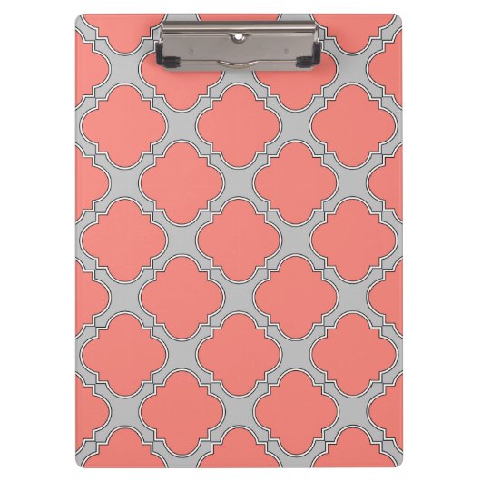 Porte-bloc Quatrefoil corail et gris (Devant)