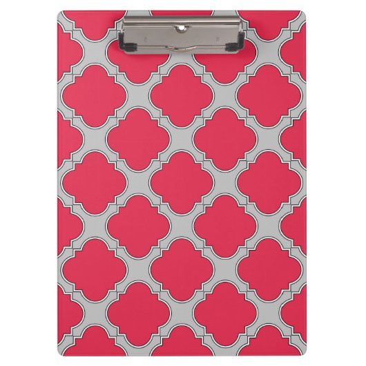 Porte-bloc Quatrefoil rouge et gris (Devant)