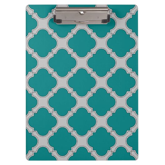 Porte-bloc Quatrefoil turquoise et gris (Devant)