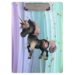 Porte-bloc Queue noire Unicorne violette rose