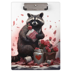 Porte-bloc Raccoon ordures poésie Valentines jour