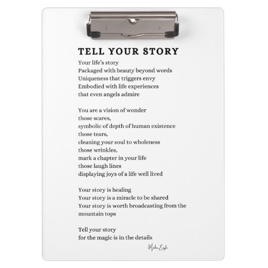 Porte-bloc Racontez votre histoire Courage poème poster art m (Devant)
