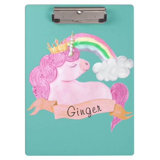 Porte-bloc 🌈 Rainbow Unicorn Nom personnalisé      (Devant)