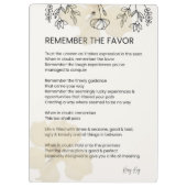 Porte-bloc Rappelez-Vous La Faveur - Grace A Rempli Poème De  (Dos)