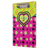Porte-bloc Raspberry Polka Dots and Swirls Custom Clipboard (Gauche)
