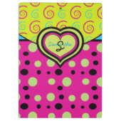 Porte-bloc Raspberry Polka Dots and Swirls Custom Clipboard (Dos)