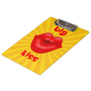 Porte-bloc Rayons solaires dorés Lèvres rouges gros baiser