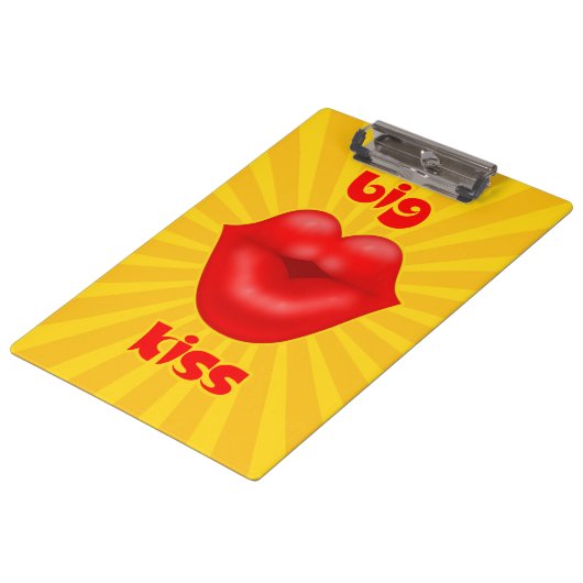 Porte-bloc Rayons solaires dorés Lèvres rouges gros baiser (Incliné)