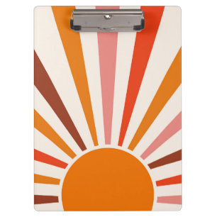 Porte-bloc Rayons Soleil Rétro Coucher Soleil Orange Jaune Ro