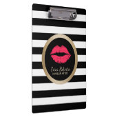 Porte-bloc Rayures blanches noires modernes de lèvres rouges (Swatch)