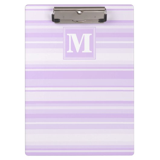 Porte-bloc Rayures lilas monogramme (Devant)