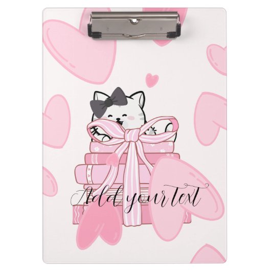 Porte-bloc Read, Write, Love – Cat & Book Clipboard (Devant)