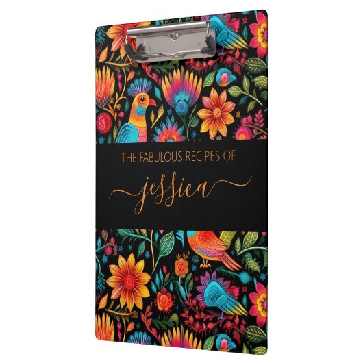 Porte-bloc recette de script de motif floral mexicain (Gauche)