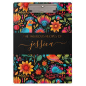 Porte-bloc recette de script de motif floral mexicain (Devant)
