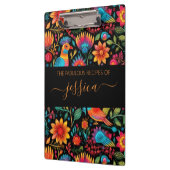 Porte-bloc recette de script de motif floral mexicain (Gauche)