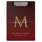 Porte-bloc Red Black Gold Script Typography Name Monogram (Devant)