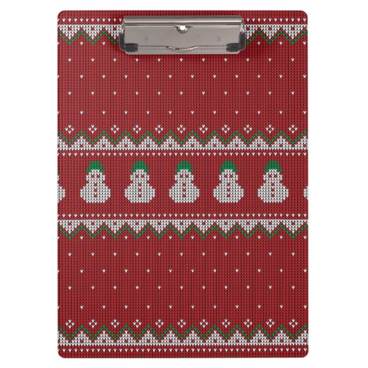 Porte-bloc Red Christmas Knit Apple Pattern | Winter Holiday (Devant)