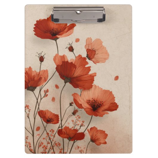 Porte-bloc Red flowers. Clipboard (Devant)