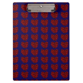 Porte-bloc Red Hearts on Blue Clipboard