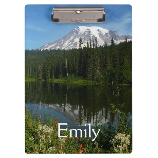 Porte-bloc Réflexion du lac Rainier avec Fleurs sauvages (Devant)