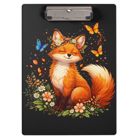 Porte-bloc Renard Mignon Avec Fleurs (Devant)