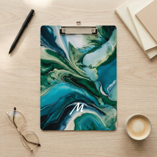 Porte-bloc Résine en marbre monogramme personnalisée