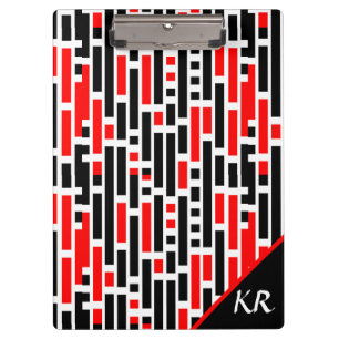 Porte-bloc Retro Art Déco Rouge Noir Abstrait Motif Monogram