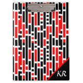 Porte-bloc Retro Art Déco Rouge Noir Abstrait Motif Monogramm (Devant)