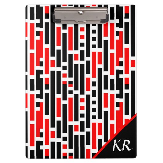 Porte-bloc Retro Art Déco Rouge Noir Abstrait Motif Monogramm (Devant)