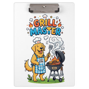 Porte-bloc Rétro Golden Retriever Maître du Grill BBQ Graphiq